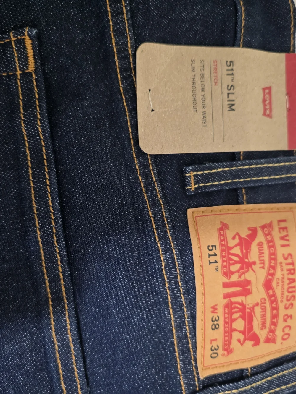 ​Levi's 511 Slim Fit Jeans Men's Size 38x30 Dark Wash Blue Denim New With Tags